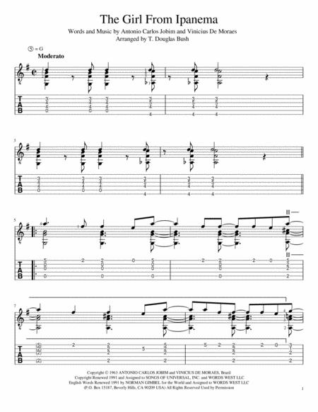 The Girl From Ipanema Garota De Ipanema Arranged For Solo Classical Guitar Page 2