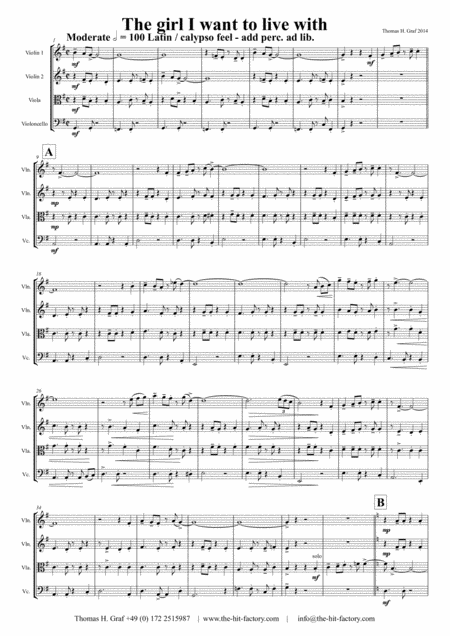 The Girl I Want To Live With Latin Calypso String Quartet Page 2