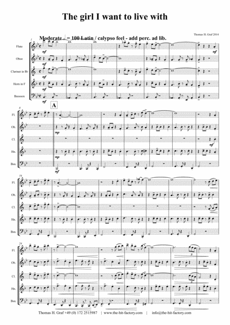 The Girl I Want To Live With Latin Calypso Wind Quintet Page 2