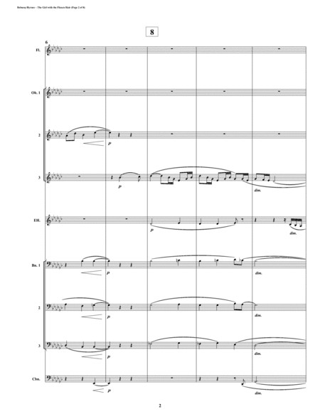 The Girl With The Flaxen Hair Prelude 8 Book 1 By Claude Debussy Double Reed Octet Flute Page 2