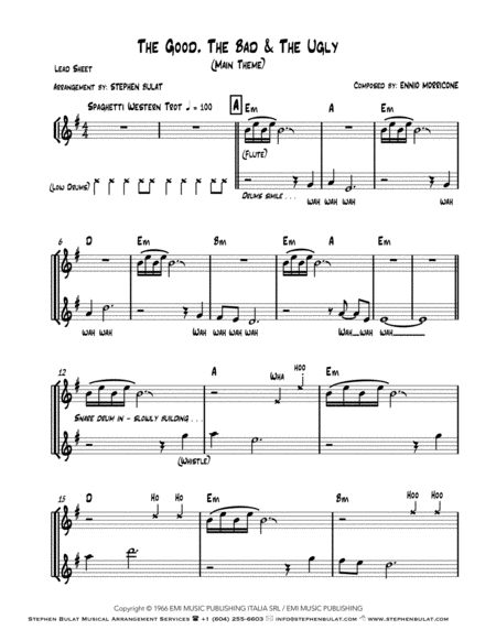 The Good The Bad And The Ugly Ennio Morricone Lead Sheet Key Of Em Page 2