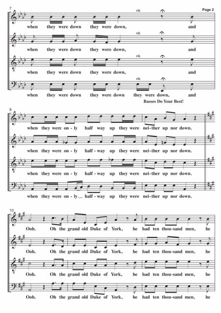 The Grand Old Duke Of York A Cappella Page 2