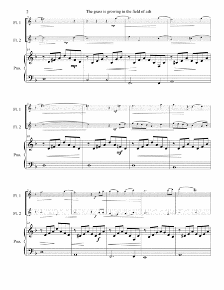 The Grass Is Growing In The Field Of Ash For 2 Flutes And Piano Page 2