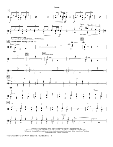 The Greatest Showman Choral Highlights Arr Ed Lojeski Drums Page 2