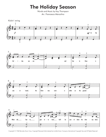 The Holiday Season Easy Piano Early Intermediate Page 2