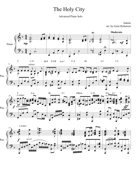 The Holy City Advanced Piano Solo Page 2