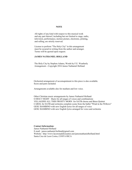 The Holy City For Tenor Mezzo Soprano Voice Satb Chorus And Piano Key Of C Page 2