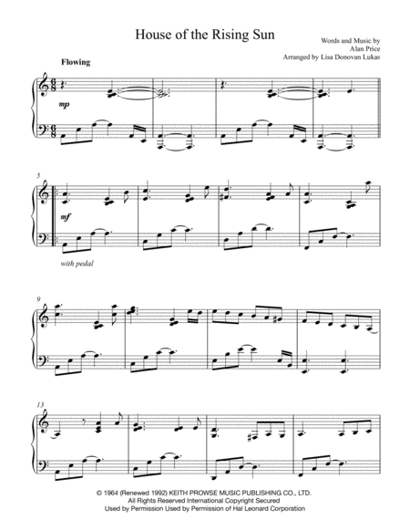 The House Of The Rising Sun For Solo Piano Page 2