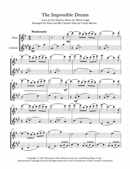 The Impossible Dream Arranged For Flute And Bb Clarinet Page 2