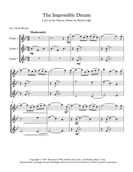 The Impossible Dream Arranged For Violin Trio Page 2