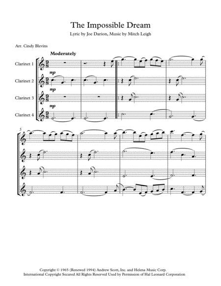 The Impossible Dream For Clarinet Quartet Page 2