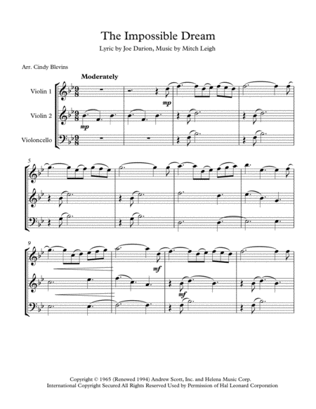 The Impossible Dream For Two Violins And Cello Page 2