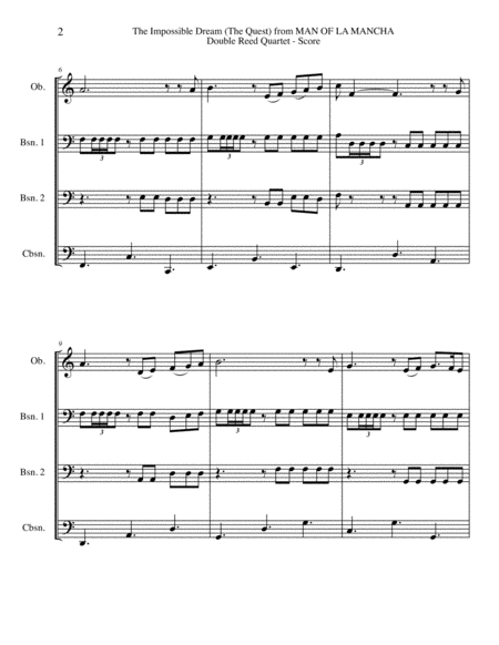 The Impossible Dream The Quest From Man Of La Mancha For Double Reed Quartet Page 2