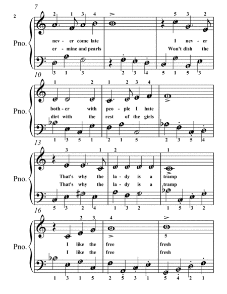 The Lady Is A Tramp Easy Piano Sheet Music Page 2