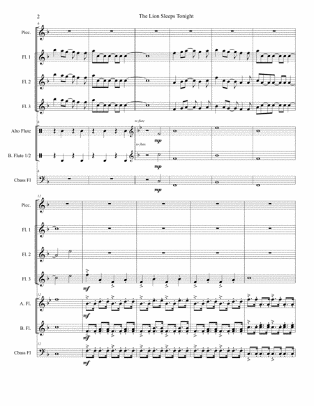 The Lion Sleeps Tonight Flute Choir Page 2