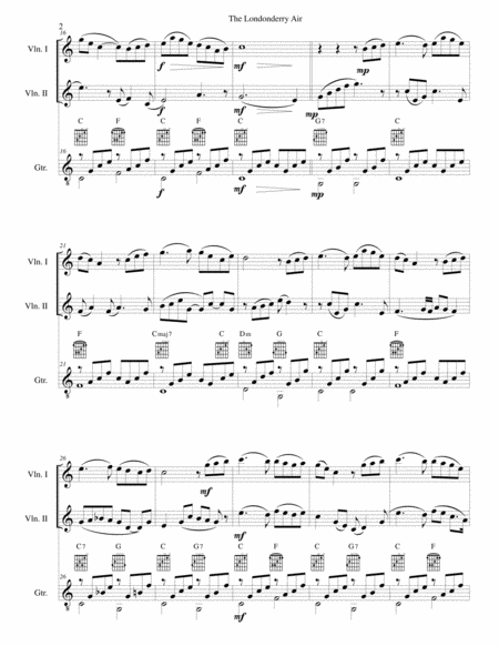 The Londonderry Air Oh Danny Boy For 2 Violins And Guitar Page 2