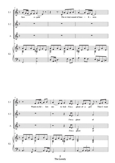 The Lonely For Ssa And Piano Page 2