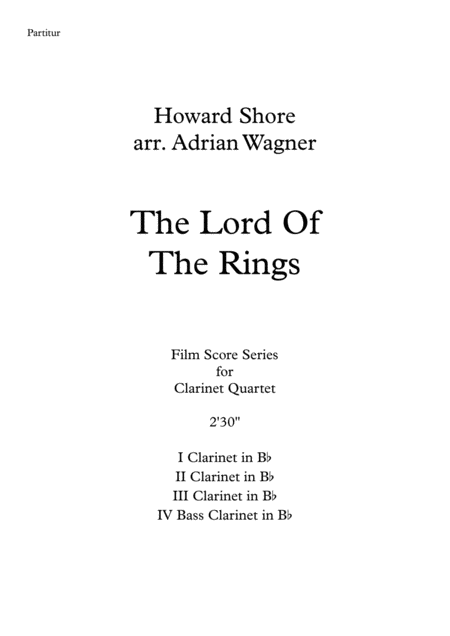 The Lord Of The Rings Howard Shore Clarinet Quartet B Cl Arr Adrian Wagner Page 2