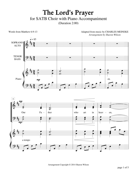 The Lords Prayer For Satb A Cappella Choir With Optional Piano Accompaniment Page 2