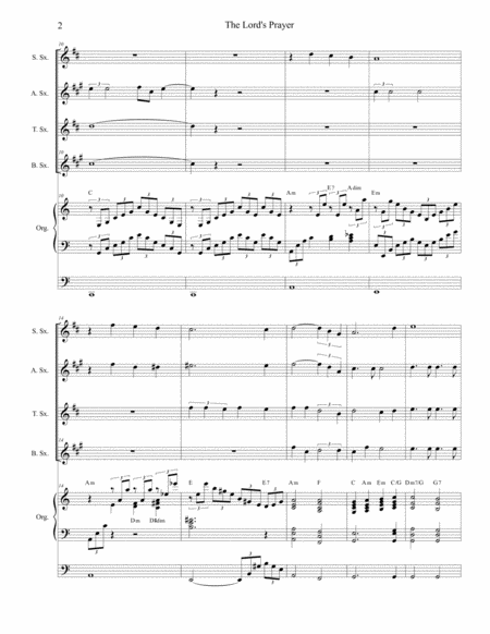 The Lords Prayer For Saxophone Quartet Organ Accompaniment Page 2