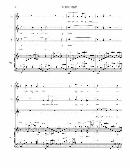 The Lords Prayer For Vocal Quartet Satb Piano Accompaniment Page 2