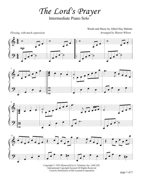 The Lords Prayer Intermediate Piano Solo Page 2