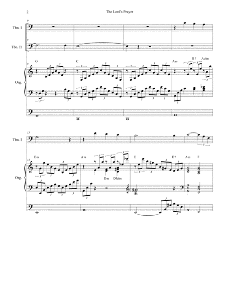 The Lords Prayer Trombone Duet Organ Page 2