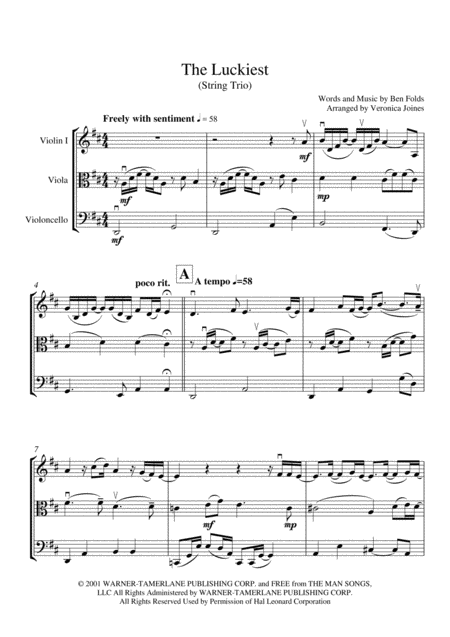 The Luckiest For String Trio Violin Viola Cello Page 2