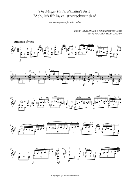 The Magic Flute Paminas Aria Arr For Solo Violin Page 2