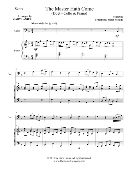 The Master Hath Come Duet Cello And Piano Score And Parts Page 2
