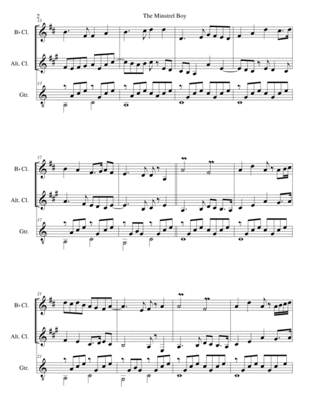 The Minstrel Boy The Moreen For B Flat And Alto Clarinets And Guitar Page 2