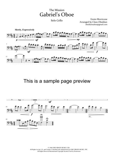 The Mission Gabriels Oboe Standard Version For Solo Cello Page 2