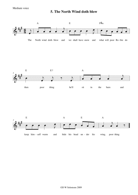 The North Wind Doth Blow Arranged For High Voice Medium Voice Or Low Voice With Guitar Chord Accompaniments Page 2