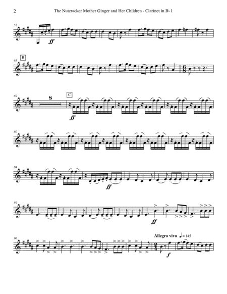 The Nutcracker Mother Ginger And Her Children Polichinelles Clarinet In Bb 1 Transposed Part Page 2