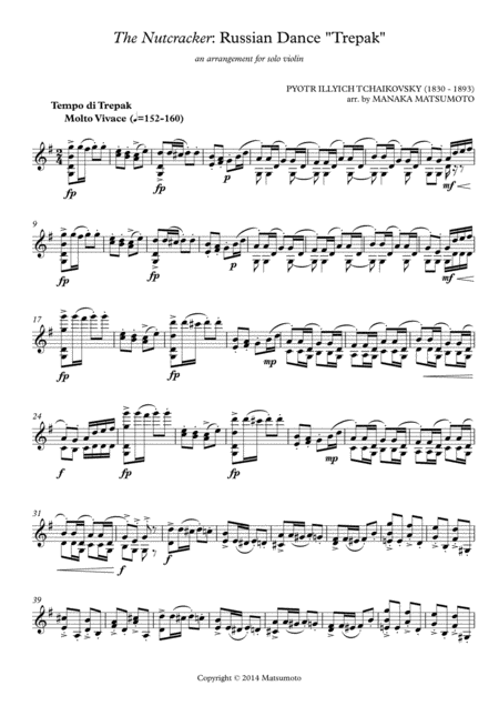 The Nutcracker Trepak Arr For Solo Violin Page 2