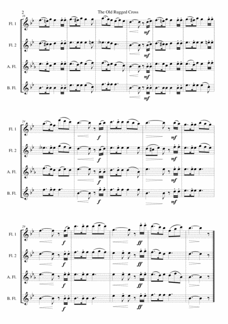 The Old Rugged Cross Original Version Flute Quartet Page 2