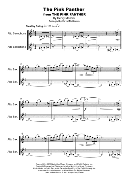 The Pink Panther From The Pink Panther Duet For Two Alto Saxophones Page 2