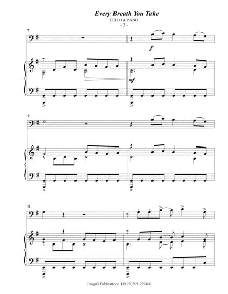 The Police Every Breath You Take For Cello Piano Page 2