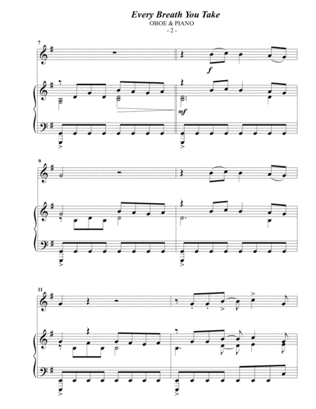 The Police Every Breath You Take For Oboe Piano Page 2