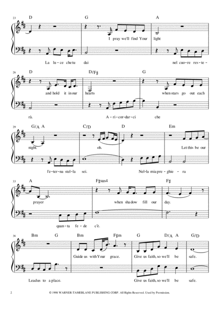 The Prayer Melody And Chords In D Page 2