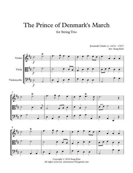 The Prince Of Denmarks March For String Trio Best For Wedding Page 2