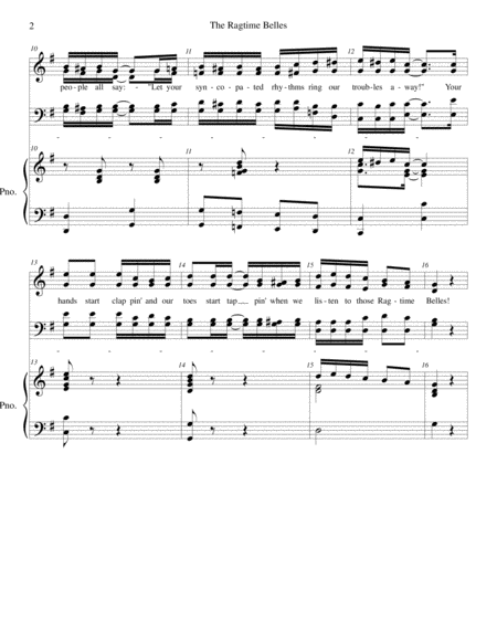The Ragtime Belles Piano Vocal Score Page 2