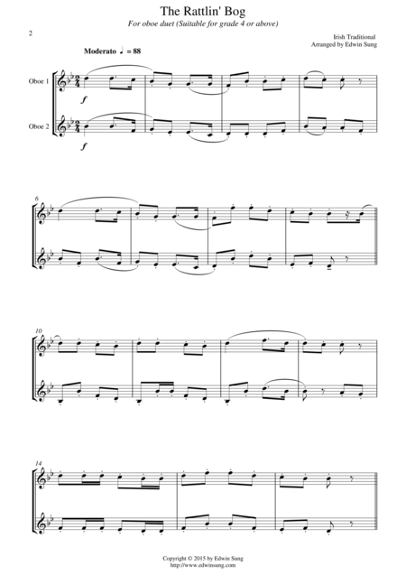 The Rattlin Bog For Oboe Duet Suitable For Grade 4 Or Above Page 2