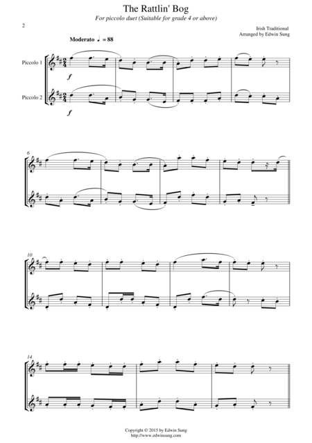 The Rattlin Bog For Piccolo Duet Suitable For Grade 4 Or Above Page 2