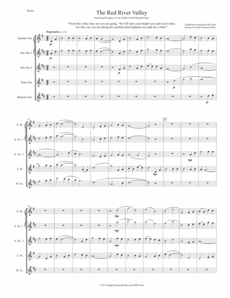 The Red River Valley For Saxophone Quartet Satb Or Aatb Page 2