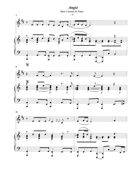 The Rolling Stones Angie For Bass Clarinet Piano Page 2