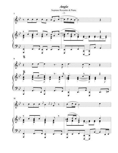 The Rolling Stones Angie For Soprano Recorder Piano Page 2