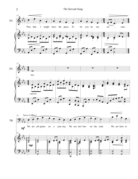 The Servant Song Satb Piano Version 2 Page 2