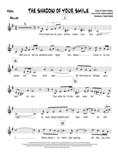 The Shadow Of Your Smile Vocal And Jazz Combo Page 2