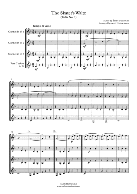 The Skaters Waltz Clarinet Quartet Page 2